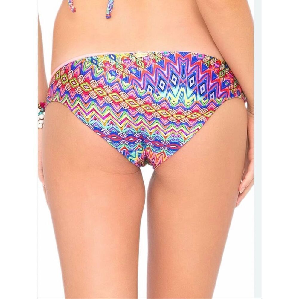 Luli Fama Rainbow Print Cheeky Bikini Bottom | Multicolor in Small